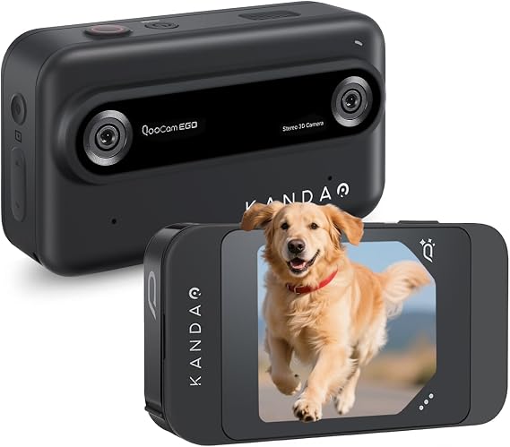 KanDao QooCam Ego-Handheld 3D VR Camera, Portable 24MP 3D Photo shooting/4K 60FPS Video Recording,Compatible with VR Headsets, AR AI Glasses & Projectors, Black Camera Only Without viewer