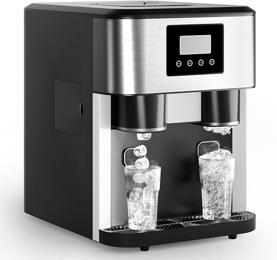 Commercial Ice Maker 3 in 1 Countertop Ice Maker, Ice Maker Crush Ice Water, Ice Cube, Crush Ice, Ice Water, Home Electric Ice Maker, 3 Size Bullet Ice Cubes, Perfect for Home, Office, Party, RV with Ice Maker & Crusher
