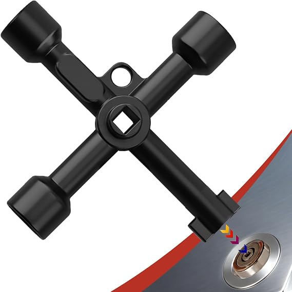 Jetstream 4 Wege Multifunktionale Utilities Schlüssel Schaltschrankschlüssel Universal 4 Kant Schlüssel Convient pour les Compteurs Électriques les Compteurs d'eau les Boîtes de Compteurs de Gaz