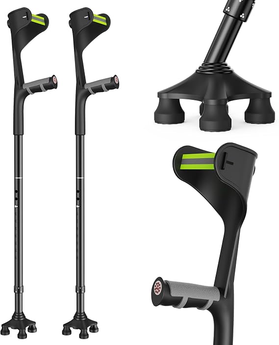 Folding Forearm Crutches for Adults Height Adjustable Open Cuff