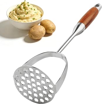 304 Stainless Steel Potato Masher, Heavy Duty Mashed Potato Masher, Professional Integrated Honeycomb, Effortless Mashing Tool for Potatoes, Avocados, Vegetables, Fruit, Meat, Dishwasher