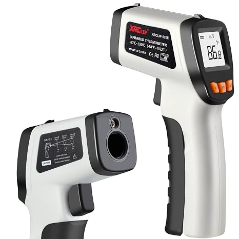 IR Laser Thermometer Temperature Gun,58F to 1022F Non-Contact Infrared Temp Gun with Adjustable Emissivity & LCD Display for Cooking, Ice Tea Making, BBQ, Industrial and Objects