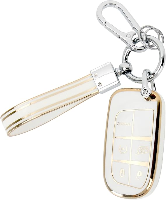 Key Fob Cover, Soft Full Protection Key Case Shell Compatible with Jeep Smart Key 3 4 5 Buttons Protector