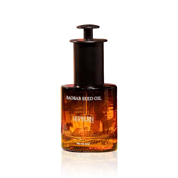 HEPBURN Baobab Seed Oil 30ml | 100% Cold-Pressed, Natural Moisturizer & Nourishing Carrier Oil for Face, Body & Hair | Anti-Aging, Repairing, Soothing | Dropper Glass Bottle