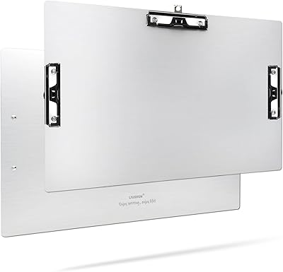 Three Clip Aluminum 11x17 Clipboard Metal Stainless Hangable Clipboards Art Pen Holder Extra Large Clip Board for Business Medical Professionals Workshop Silver, A3-3Clip