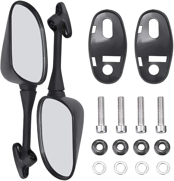 Hoypeyfiy Black Aftermarket Rearview Mirrors Replacement For 2003-2012 Honda CBR600RR 2004-2007 CBR1000RR, Left & Right Motorcycle Racing Mirrors