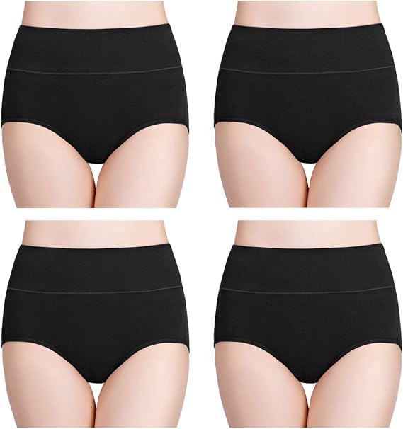 wirarpa Women's Cotton Underwear High Waist Briefs Pack of 4