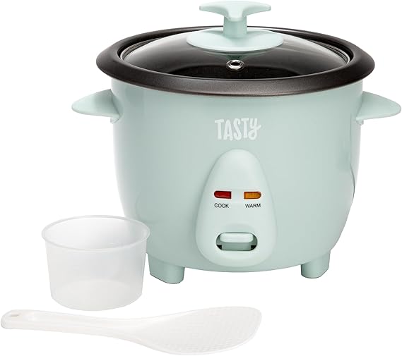 Tasty Mini Rice Cooker with Removable Nonstick Bowl and Auto Keep Warm Function, Great For Soups, Stews, Grains and Oats, 6 Cups Cooked (3 Cups Uncooked), 1.5-Quart, Aqua