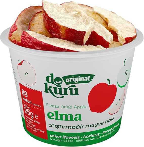 Dokuru Original Elma Atıştırmalık Meyve Cipsi - Dondurularak Kurutulmuş Elma - 25 gr