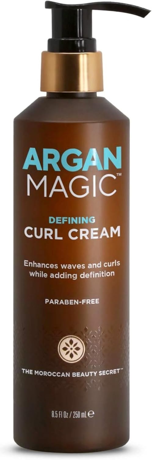 Argan Magic Defining Curl Cream - Enhances Waves and Curls While Adding Definition | Conditions, Detangles, and Reduces Frizz | Paraben Free 8.5 Ounce  250 Milliliter