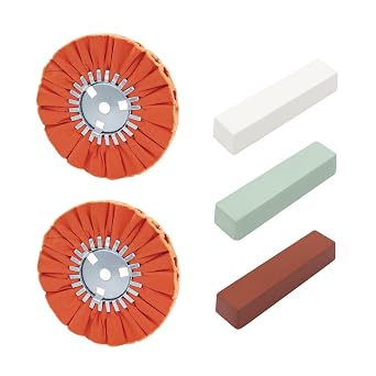 8" Orange Airway Buffing Wheel with Buffing Polishing Cutting Compounds