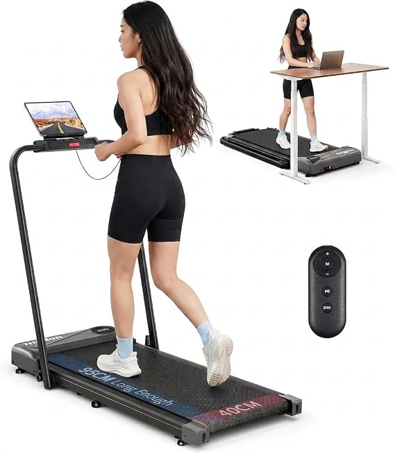 THERUN Walking Pad & Room Runner 2 in 1 Folding Treadmill Under Desk Walking with Handle Running 2.5HP Quiet 16" Home Use