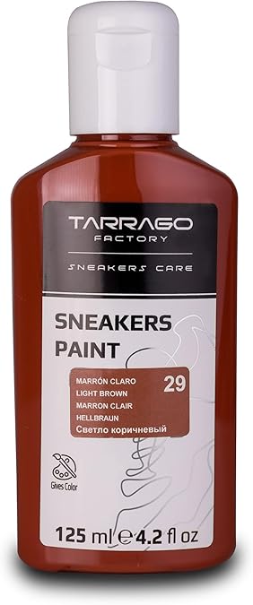 Tarrago Sneaker Leather PaintAcrylic Customize Shoe Paintfor Sneakers, Boots, Bags, PursesMatte,Flexible, Perfect CoverageLight Brown #029 4.4 Fl.Oz.