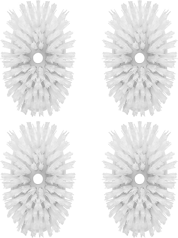 MR.SIGA Soap Dispensing Dish Brush Refills, 4 Pack | MR.SIGA soap dispensing dish brush replacement head, non scratch brush head with built in scraper