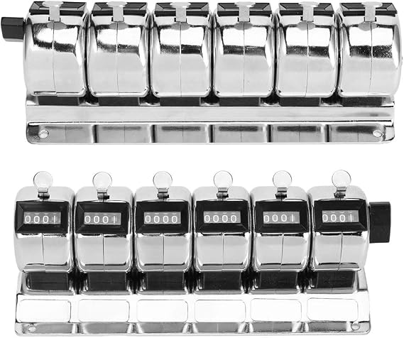 Metal Handpress Tally Counter 4-Digit 6 Units Number Count Clicker Counter, Mechanical Counters Clicker Stainless Steel Tally Counter for Coaching, Knitting, People, and Row