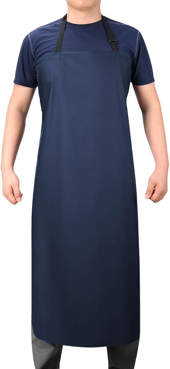Waterproof PVC Apron, 41.5'' Long, Blue, Unisex Adult, Kitchen Cooking Work Apron
