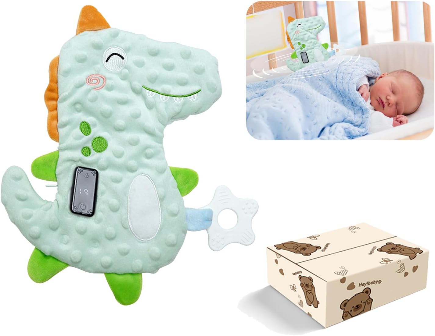 Baby Vibrating Sleep Soother, Cute Animal Baby Soothers for Sleep, 3 Adjustable Vibration Modes, 90 Min Timer, Infant Portable Sleep Soothing Doll Toy for Home & Travel