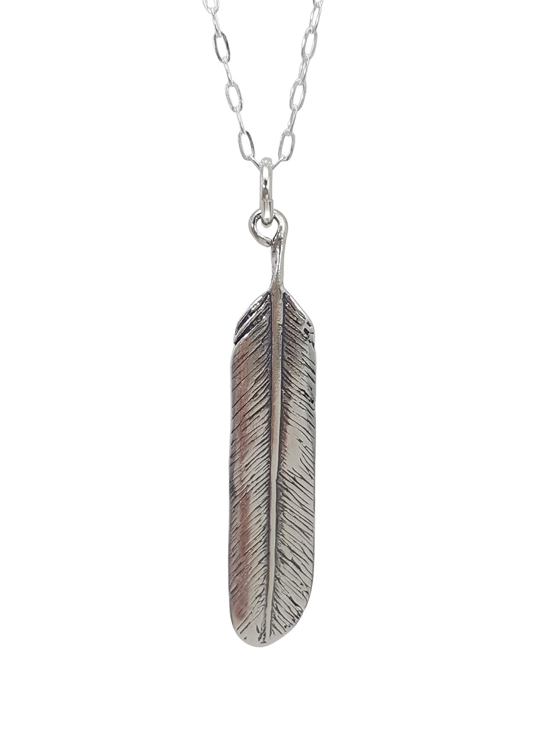 Sterling Silver Eagle Feather Native American Charm Necklace, 18"