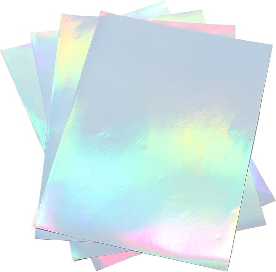 20 Sheets Holographic Printable Sticker Paper, A4(8 x 12 inches) Inkjet Adhesive Printing Paper Waterproof Inkjet Laser Printer Vinyl Sticker Paper