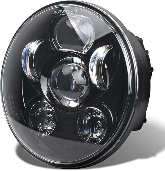 5.75 Inch 6-Lens Multi-Projector LED Motorcycle Headlight, Black Round Headlamp Compatible with Harley Davidson Sportster 883 1200 Dyna Wide Glide Low Rider Softail,DOT Certified