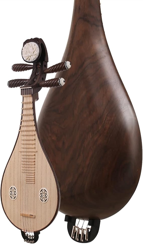 FLFL PiPa Ebony East African Black Rosewood Liuqin Soil Pipa Small Pipa Stage Performance Playing Natural Texture Does Not Run The Axis