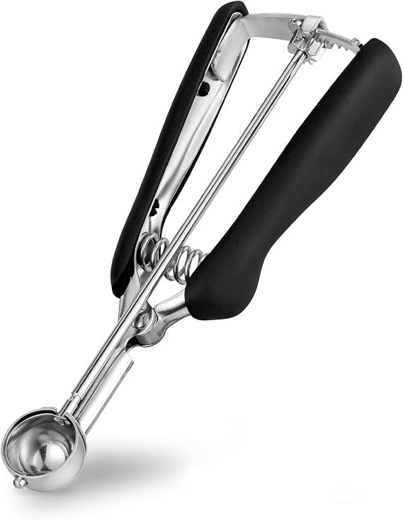 TJ POP Mini Cookie Scoop 2,5cm – Stainless Steel Ice Cream Scoop 5ml with Easy Trigger Release, Good Grip for Mini Ice Cream, Cookies, Melon Balls, Meatballs and Mashed Potato, 1 TSP