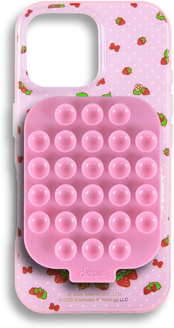 Sonix x Sanrio Case + Magnetic Silicone Suction Cup Phone Mount (Pink Rose) for MagSafe iPhone 16 Pro | My Melody x Strawberry Shortcake