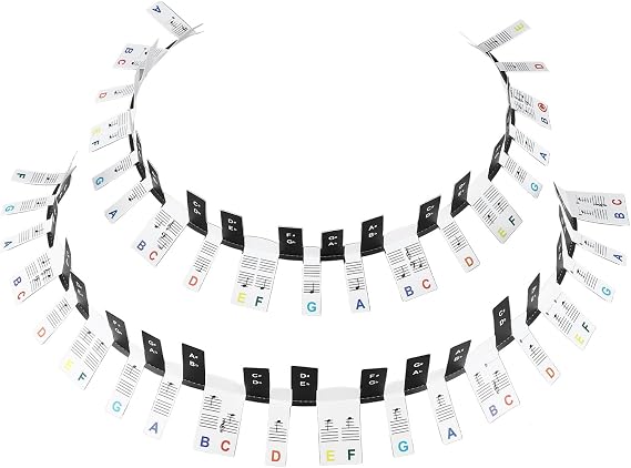 Colorful Removable Piano Keyboard Music Labels with 88 Keys Stickers for Kids Beginners PVC Material for Teaching and Sound Adjustment