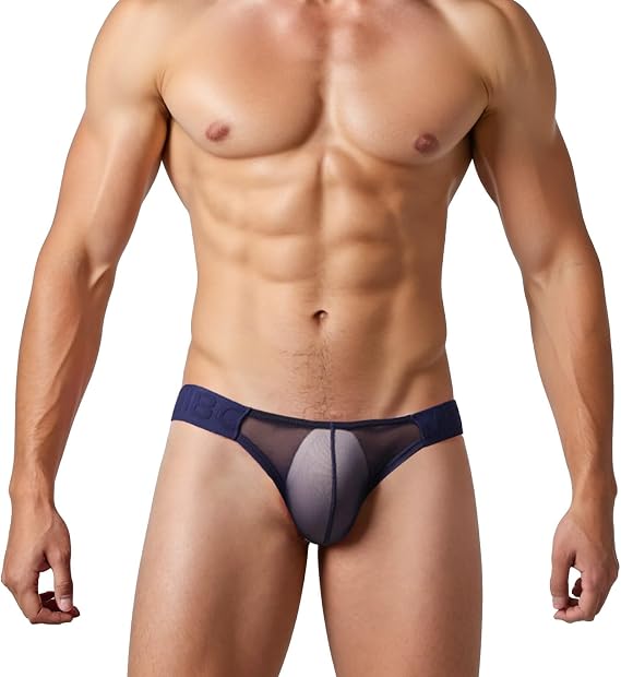 Men's Bikini Underwear Moisture-Wicking Bikinis Briefs Cotton Sport Soft Breathable Under Panties with Contour Pouch