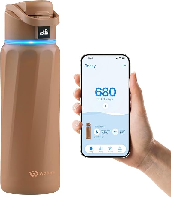 WaterH Boost Smart Water Bottle Tracker with Reminder to Drink Water, 946ml | Double Wall Vacuum Insulated Stainless Steel, BPA-Free, Leakproof, Wide Mouth for Office, Back to School Supplies