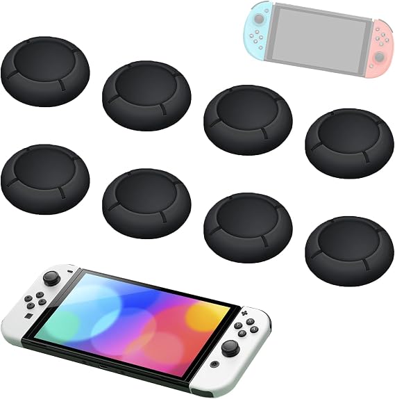 Handle Replacement Button Cap,Replacement Button Caps for Switch Joycon | Thumbsticks Protector Covers for Switch Lite Black Silicone Protective Accessories for Joystick 3D Grips Cap,8 Pcs