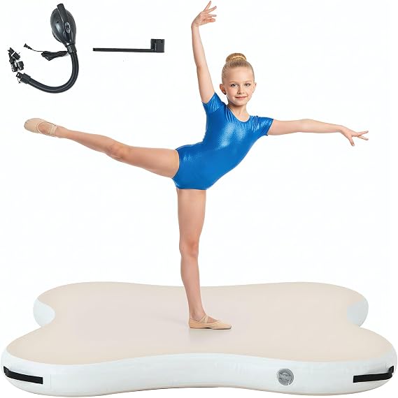 Inflatable Gymnastics Air Spot Mat, Tumbling Mat Tumble Air Spot - Gymnastics Training Springboard - Round Inflatable Springboard with Pump for Yoga Training Cheerleading Home Use