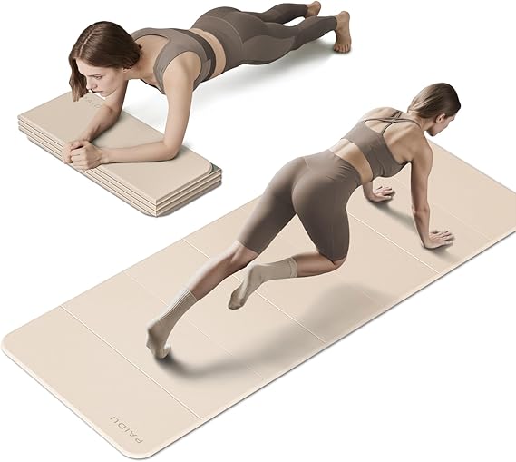 PAIDU Foldable Yoga Mat 10MM Thick SGS Certified TPE 75x26" Portable