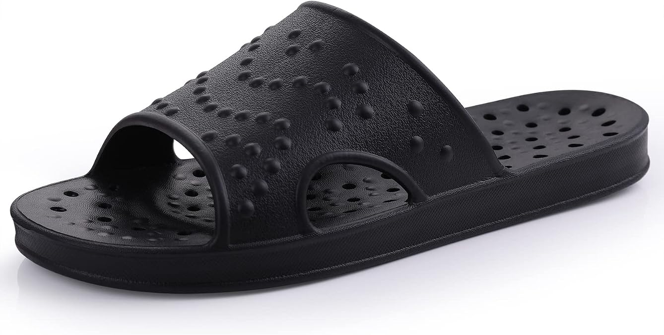 shevalues Quick Drying Shower Shoes for Women Men with Arch Support | Lightweight Pool Slides with Drain Holes Comfortable Beach Slipper Sandals for Gym College Dorms