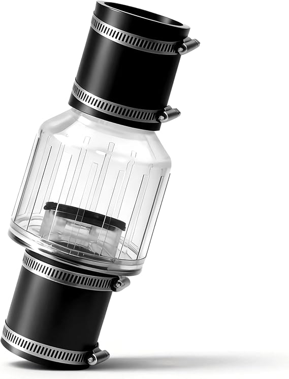 2 Inch Sump Pump Check Valve - Water Pump Accessories, Fits 2" Schedule 40 Pipe, Includes Steel Clamps for 7-1/4" Gap, Spring-Loaded Flapper, Quiet Design, Reduces Water Hammer Noise