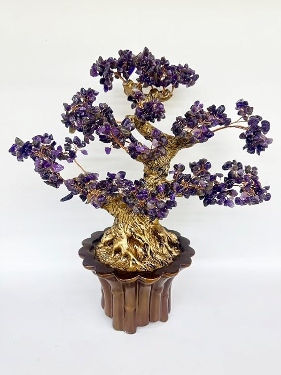 17.7 Inch Feng Shui Money Tree, Large Crystal Quartz Lucky Tree, Gem Tree for Office Home Feng Shui Decoration for Wealth/Fortune and Luck (Amethyst Crystal)