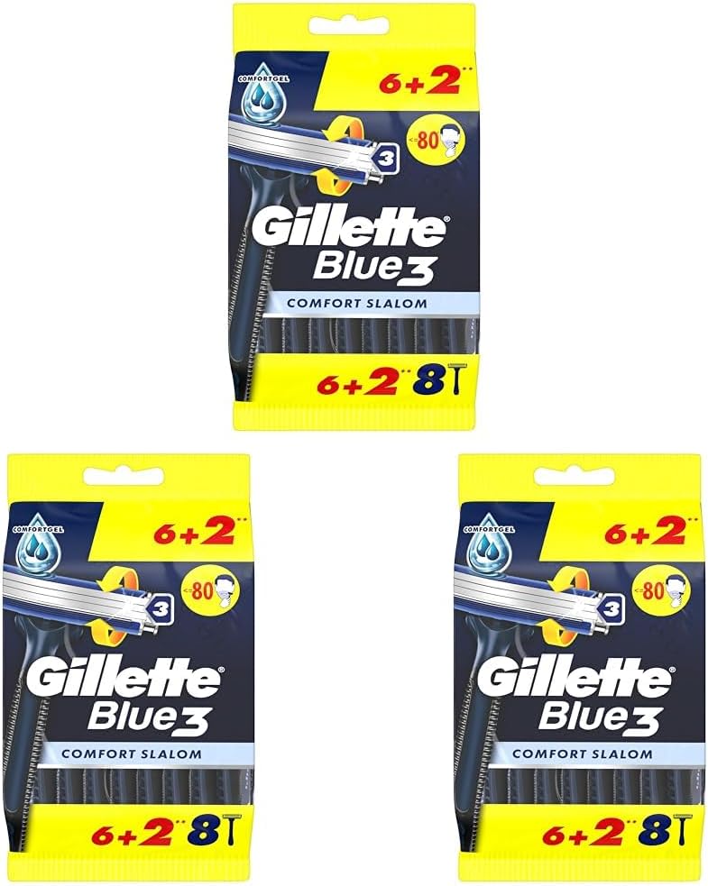 Gillette Blue3 Slalom Use Horse Razor 8-Piece Standard 3-pack