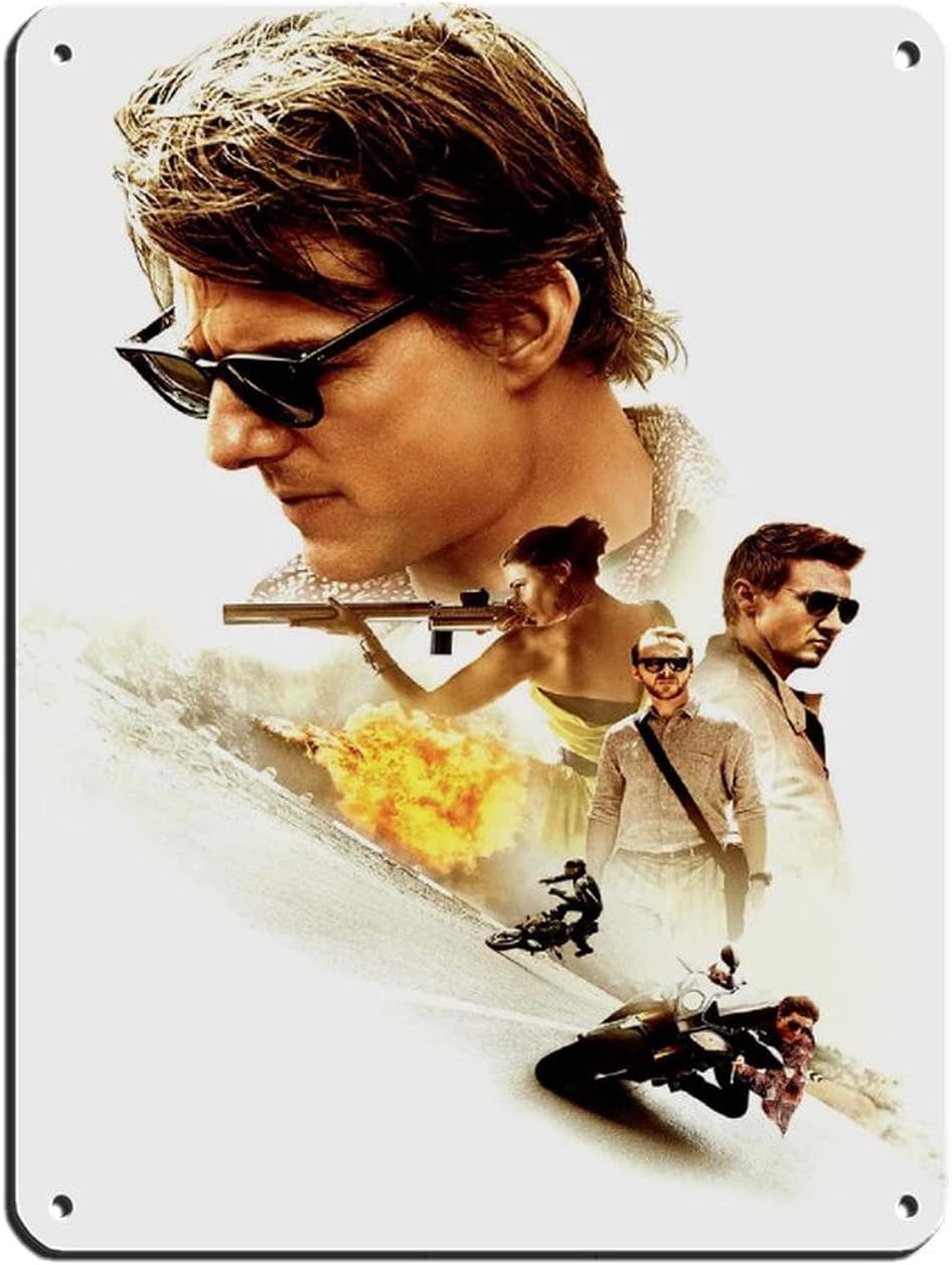 Classic Old Movie Poster Mission Impossible - Rogue Nation 1 Tin Sign Vintage Metal Pub Club Cafe bar Home Wall Art Decoration Poster Retro 12×16inch30×40cm