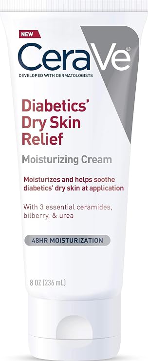 CeraVe Diabetics Dry Skin Moisturizing Cream, Urea Face & Body Lotion, 8oz | Fast-Absorbing Skin Care Formula with Ceramides and Antioxidants Provides 48-Hour Hydration To Soothe Diabetics' Dry Skin