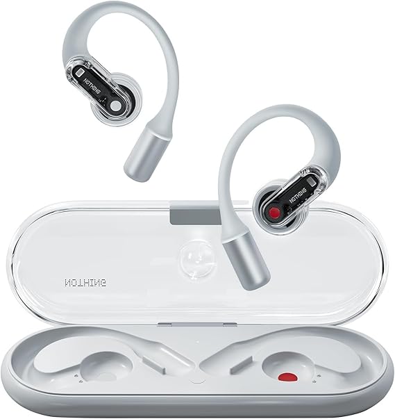 Nothing Ear (Open) Open Ear Headphones, Ultra-Light with Adjustable Earhooks, Multipoint Connection Bluetooth Earbuds, Clear Voice Technology for AI Calls, IP54, Fast Charging, ChatGPT Supported