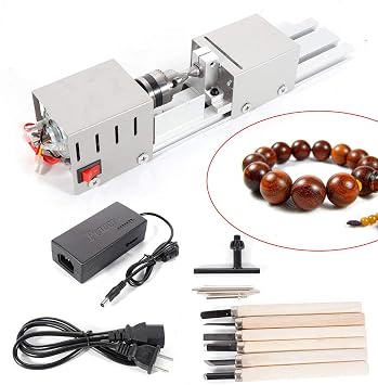 Mini Lathe Wood Lathe Machine Diy Machining for Table Woodworking Wood DIY Tool Lathe Grinding Wood , 2.76 x 6.3inch, 12-24V 96W,7 Speeds