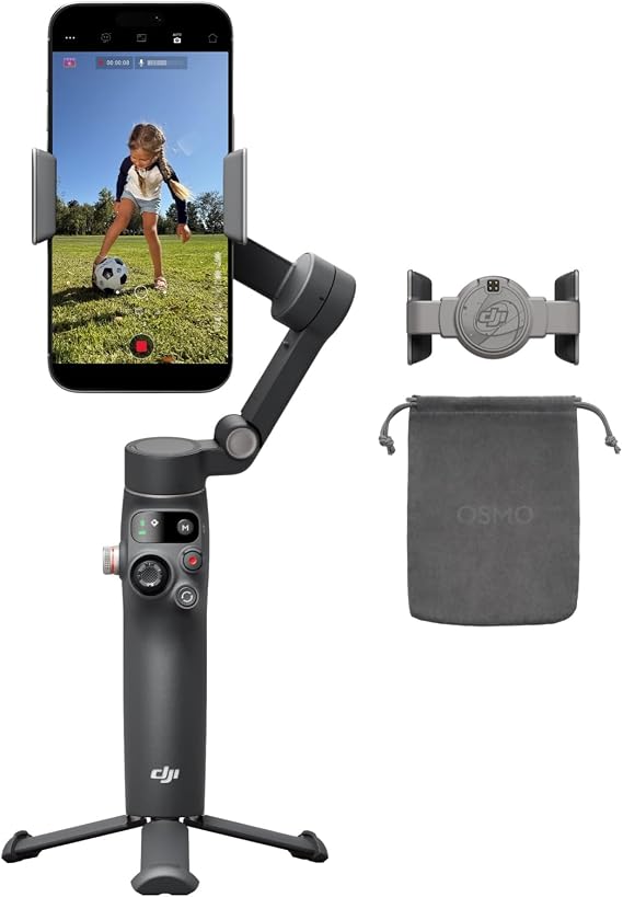 DJI Osmo Mobile 8 Standard Combo, Gimbal Stabilizer for Phone, AI Native Tracking, 360 Pan Rotation, Built-in Extension Rod & Tripod, 10h Battery, Extension Rod, Robust 3-Axis Stabilization