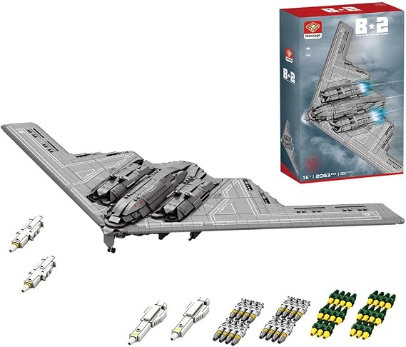 B2 Bomber Model for Adults, B2 Spirit Stealth Strategic Bomber Blocks Set, 1/70 Scale Flying-Wing Ultra-High-Speed Airplane Model, 2063Pcs