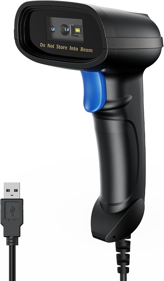 Handheld 1D&2D USB Barcode Scanner, Wired QR Code Scanner PDF417 Data Matrix Bar Code Reader with Long USB Cable for POS Mobile Payment, Convenience Store, Supermarket, Warehouse (TM-10C)