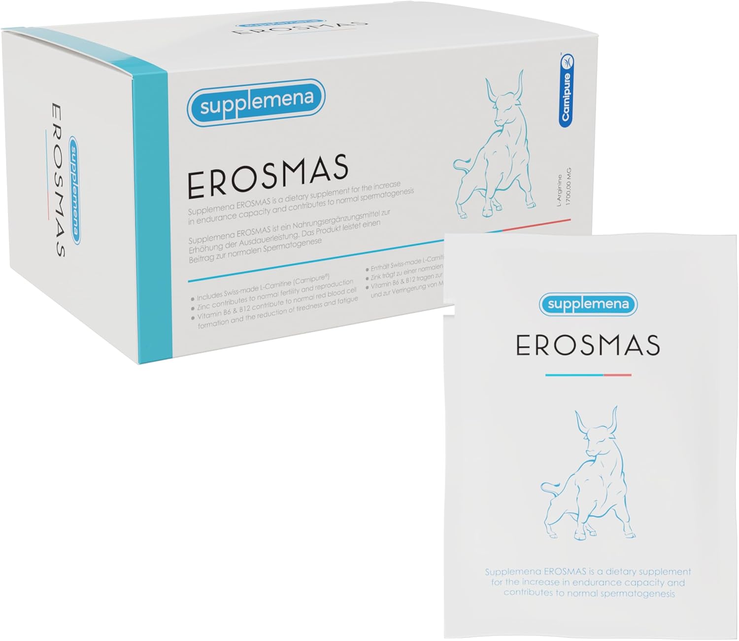 EROSMAS Male Fertility Supplements Sperm Health & Conception Support w/L-Carnitine Folic Acid CoQ10 Selenium Zinc Vitamin B12 1 Month