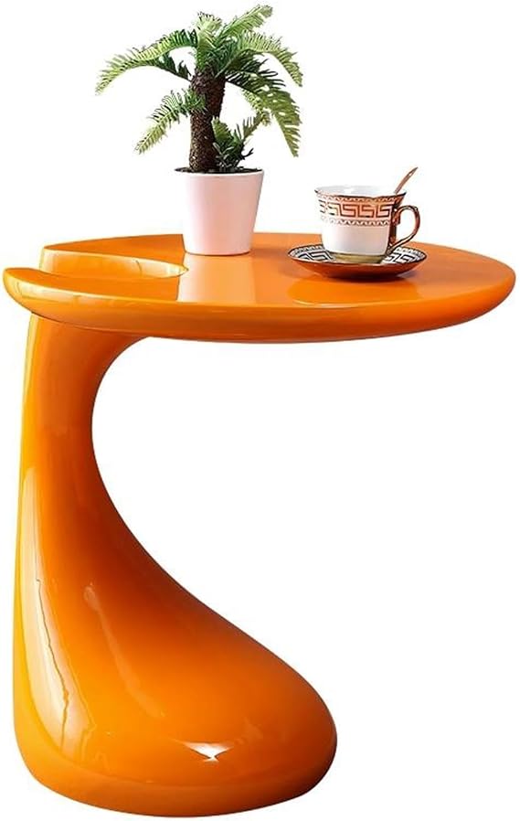 End Table Sofa Table 19.6*21.6'' ABS End Table, Round Small Coffee Table, Side Table for Home and Office, Bed Side Table Sofa Side Table, for Living Room Bedroom Meeting Room Side Tables(Orange)