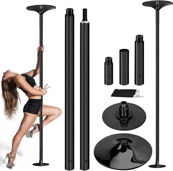 Permanent Fixed Dance Pole For Home, Portable & Removable Stripper Fitness Pole, Adjustable Height, Static And Rotating, For Beginners Exercise(Color:Black)