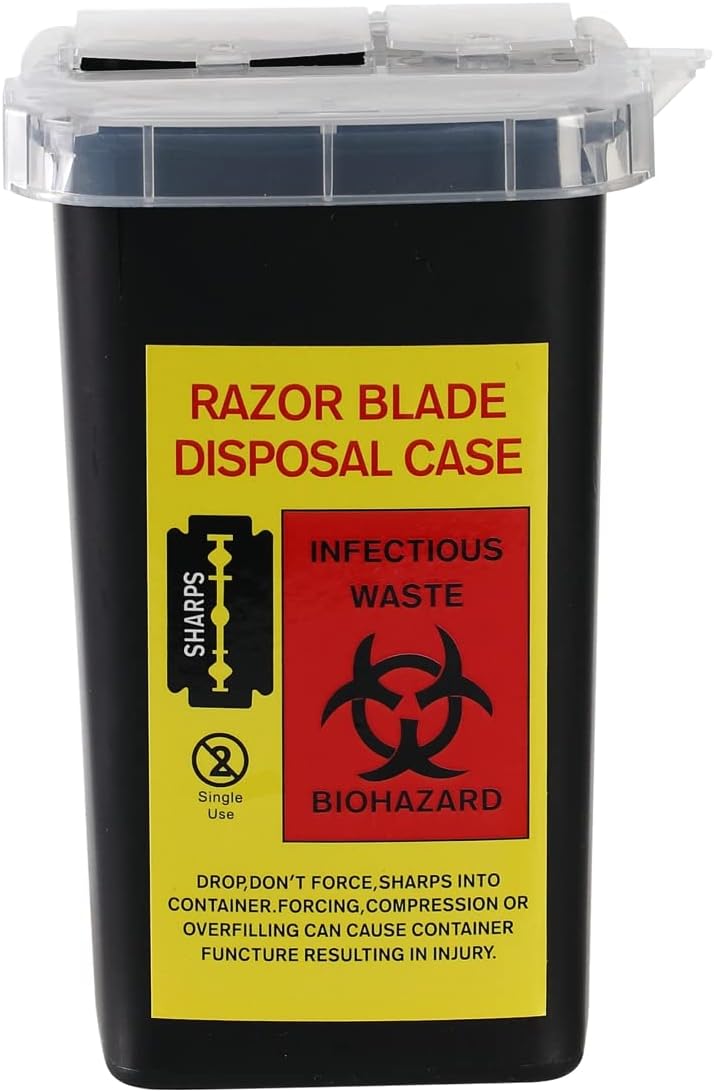 TEONEI Razor Blades Dispenser Case, Small Portable Wrist Container, Razor Blades Disposal Case, Disposable Razor Container, Barber Shop Storage Container Black