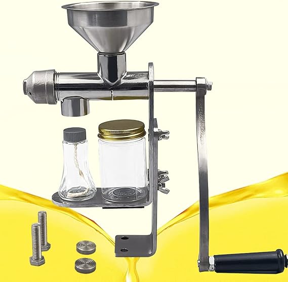 Small Manual Oil Press Machine Household Cold Hot Oil Presser Stainless Steel Plant Oil Extractor Peanut Nuts Seed Canola Sesame Oil Expeller for Peanut Nuts Perilla Seed Canola Sesame Walnut