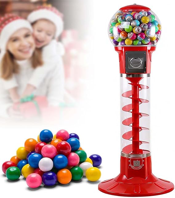 Gumball Dispenser Machine - Coin Operated Vending Machine with Key, Mesmerizing Gumball Action, Great for Parties and Events
